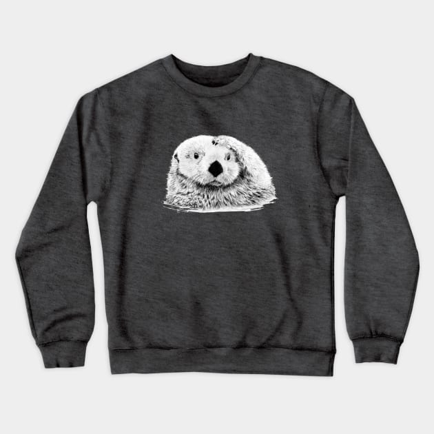 Otter Sketch Head Scratch Crewneck Sweatshirt by mynaito